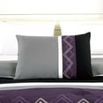 thumbnail image 3 of Chezmoi Collection Jaxson Full Bed in a Bag 7-Piece Comforter Set with Sheets Modern Pleated Stripe Embroidered Purple/Black/Gray/White Zigzag Lightweight All Season Bedding, 3 of 10