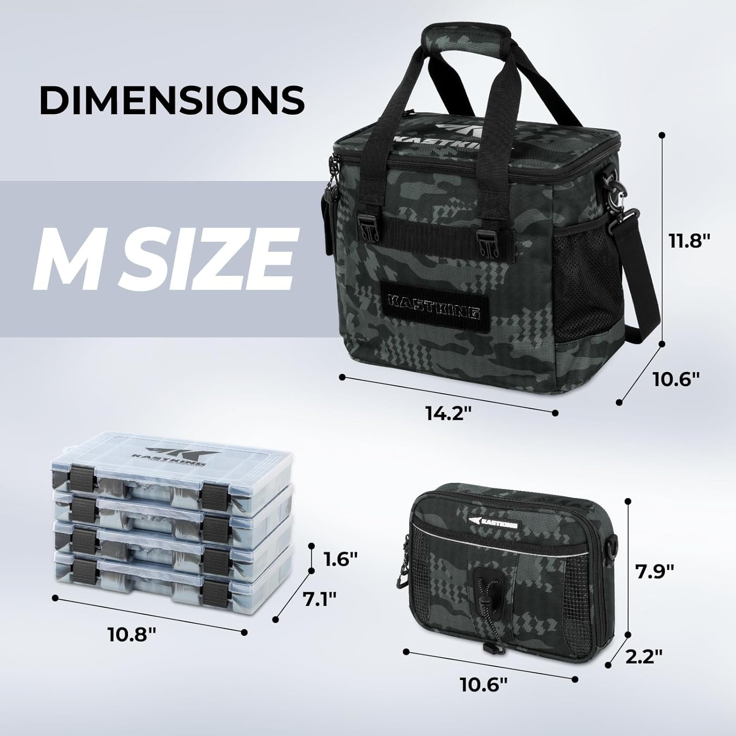 KastKing Fishing Tackle Bag With 4 Tackle Boxes & Removable Bait Binder, Water-Resistant Tackle Storage- BaitSpace