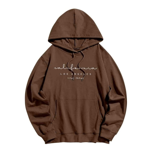 WZXFASHION Chandail à Capuchon pour Femmes à Manches Longues avec Poche, Imprimé de Lettres « Maff Caff », Rabais de 50 % Liquidation, Chandail à Manches Longues