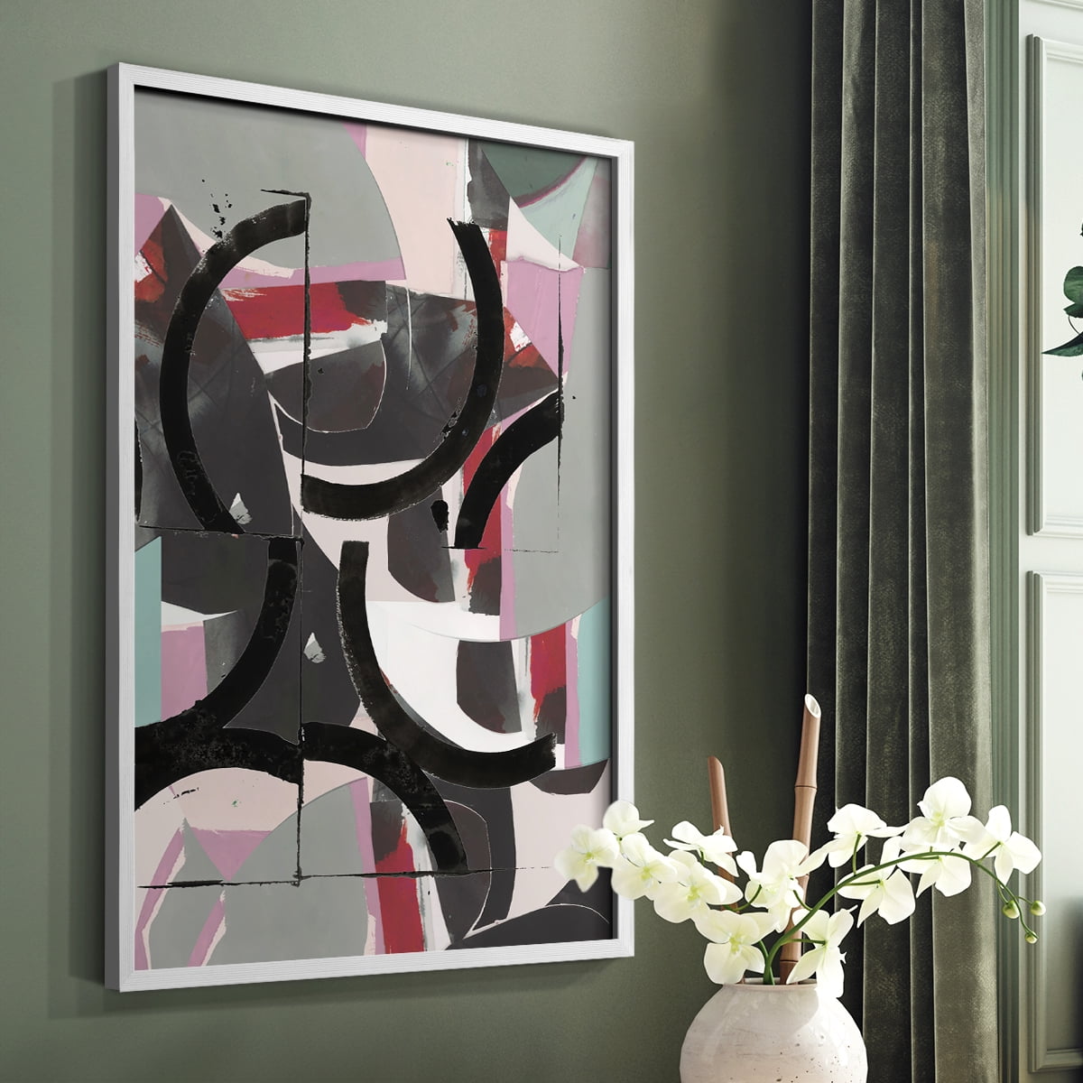 Cartissi Space II Framed Print in White Solid Wood Framed Print No Nail Hanging