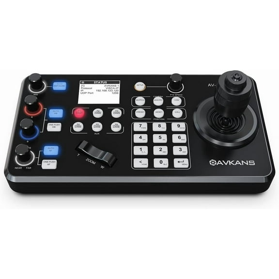 AVKANS Super PTZ Camera Joystick Controller, IP NDI PTZ Camera Controller Keyboard with 4D Joystick for Worship Church Live Streaming, PoE Enable