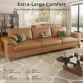 thumbnail image 3 of Modular Sectional Sofa with Removable Washable Covers, Oversized Deep Seat 3 Seater Couch, Pet-Friendly Leather in Brown, 3 of 9