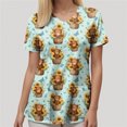 thumbnail image 6 of HCNTES Womens Animals Printed Nurse Uniforms Scrub Tops for Women, Short Sleeve V Neck Scrub Shirt with Pockets(Light Green,M), 6 of 8