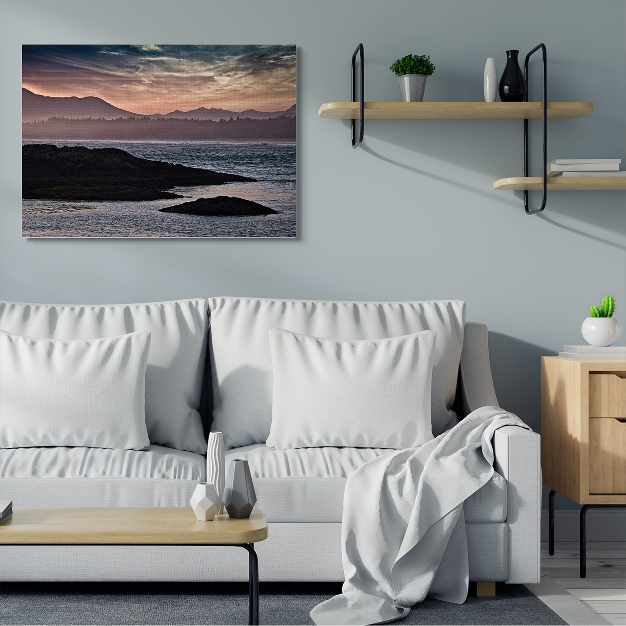 Stupell Industries Mountain Edge Lake Landscape Blue Rippled Water,36 x 48,Designed by Chuck Burdick