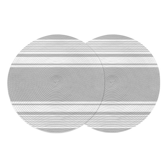 Round Placemats Farmhouse Grey Stripe 15 inch Set of 2 Table Mats for Dining Table Modern Thin White Lines Heat Resistant Non-Slip Kitchen & Home Decorative Place Mat Set