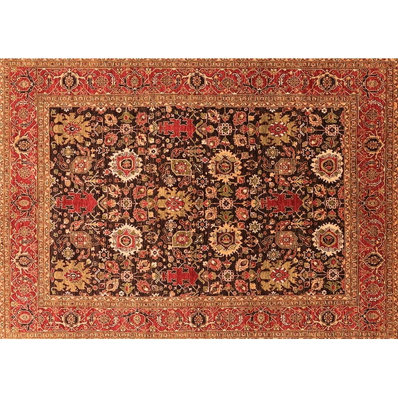 Ahgly Company Indoor Rectangle Oriental Orange Industrial Area Rugs, 5' x 7'