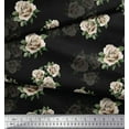 thumbnail image 2 of Soimoi Cotton Duck Fabric Leaves & Alba Rose Floral Print Fabric by Yard 42 Inch Wide, 2 of 3
