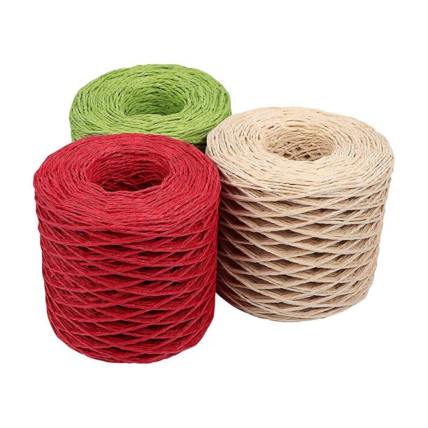 Wrapping Rope With Fabric 3 Rolls Assorted Color Paper Ropes for DIY Use Chic Packing Ribbon ...
