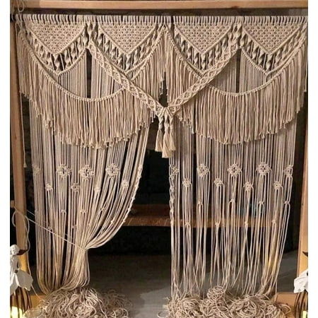 EL CLASICO OVERSEAS Boho Macrame Wall Hanging Doorway Curtains Boho Macrame Wedding Backdrop -W 75 X L 85 INCH