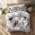 thumbnail image 2 of Colorful Stars Twin Size Comforter Set, Vintage Navy Blue Pink Grey Star Shiny Diamonds Bedding for All Seasons, 4 Pcs Bed Set, 1 Quiltcover (68"x86") ,1Sheet(67"x116"), 2Pillowcases (30"x20"), 2 of 9