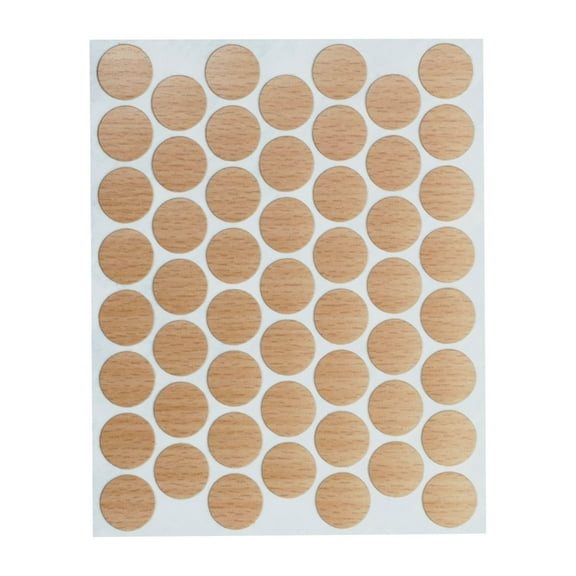 Fastcap 9/16" Self Adhesive Screw PVC Cap Covers Beech, 53 Pack