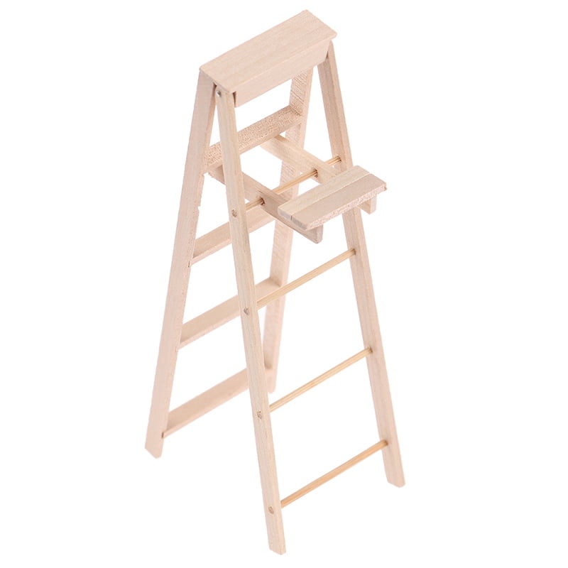 Wooden Ladder Toy Foldable 1/12 Dollhouse Miniature Furniture Bedroom Toy Gift 