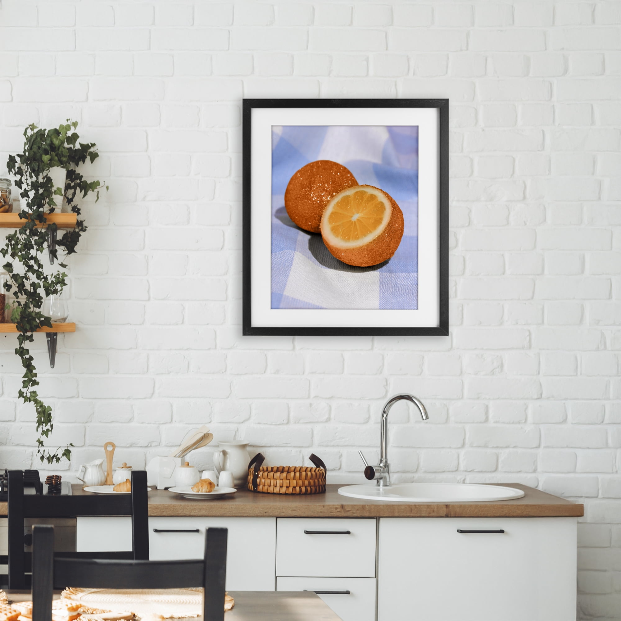 Stupell Industries Glimmer Orange on Blue Black Framed Print Under Glass, design by LISH Creative