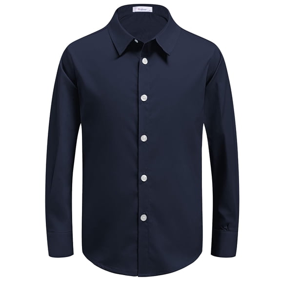 Arshiner Boys Long Sleeve Dress Shirt Button Down Shirts Formal School Uniform Shirt