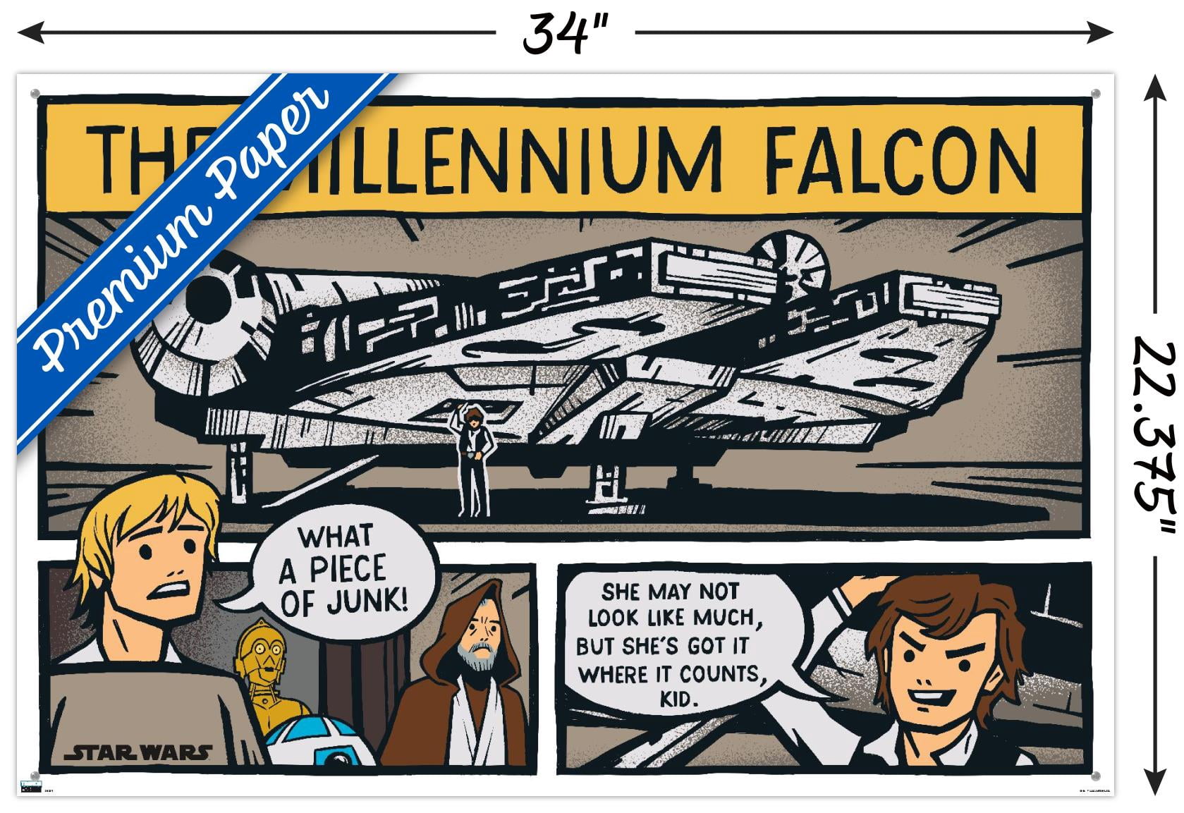 Star Wars: Saga - Millennium Falcon Comic Wall Poster with Pushpins, 22.375" x 34"
