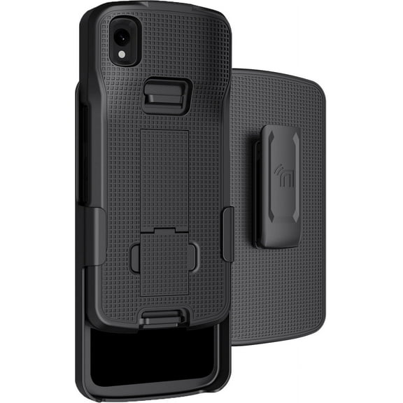 Case with Clip for Zebra TC22 TC27 Mobile Computer Scanner, Nakedcellphone Slim Hard Shell Cover with Kickstand and [Rotating/Ratchet] Belt Hip Holster Holder Combo