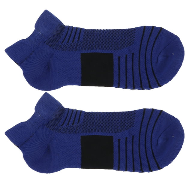 Combed Cotton Basketball Breathable Anti Slip Sport Running Shock Absorption Socks(Blue Black )