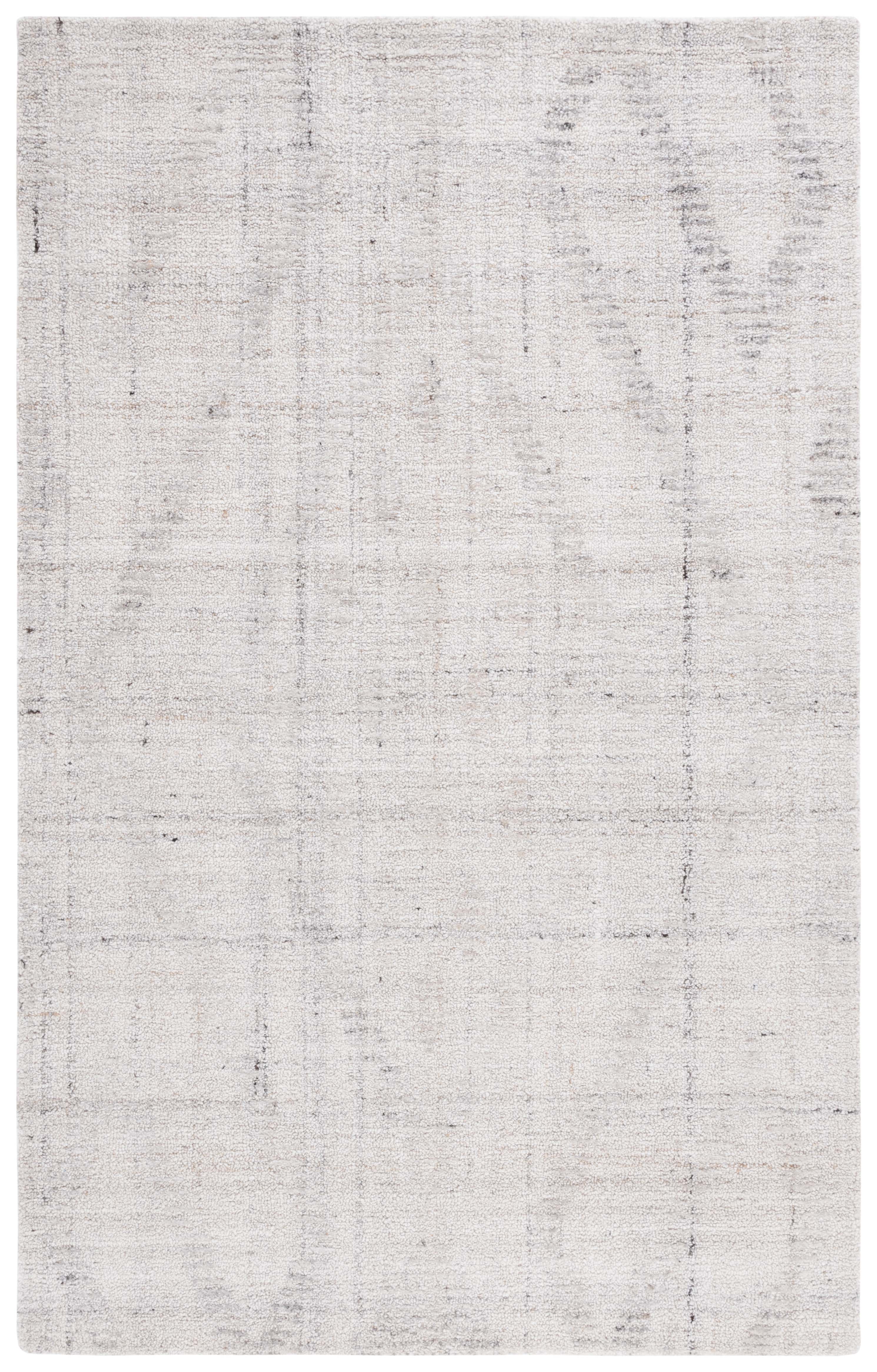 SAFAVIEH Abstract Janis Solid Polyester Area Rug, Ivory/Grey, 4' x 6'