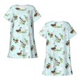 thumbnail image 3 of Bixox Robe de Nuit pour Femmes à Motif de Ferme d'Animaux Canards, Vêtement de Nuit Doux et Respirant, Robe de Pyjama à Col Rond Longueur Genou, Tenue d'Intérieur pour la Maison et le Sommeil, 3 of 7