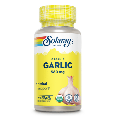 Solaray Organic Garlic Bulb 600mg, Healthy Immune, Circulatory & Cardiovascular Systems Support, Vegan, 100 VegCaps