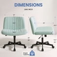 thumbnail image 5 of CELTOSS Criss Cross Legged Home Office Chair, Fabric Armless Swivel Task Computer Chair with Wheels, Wide Seat, Vanity Chair, Comfy Chair, Mint, 5 of 15