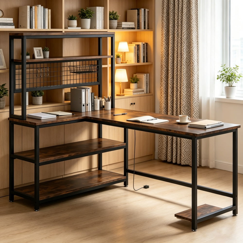 Modern Simple Office Desk, Sturdy Frame Computer Writing Desk, Multipurpose Study Workstation Table, Space-Saving Laptop Desk for Home Office Bedroom Workplace