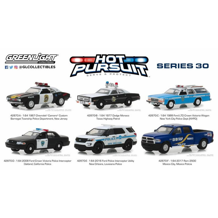 【6台セット】グリーンライト　ホットパシュート パトロールカー　1/64 6台セット】グリーンライト ホットパシュート パトロールカー 1/64