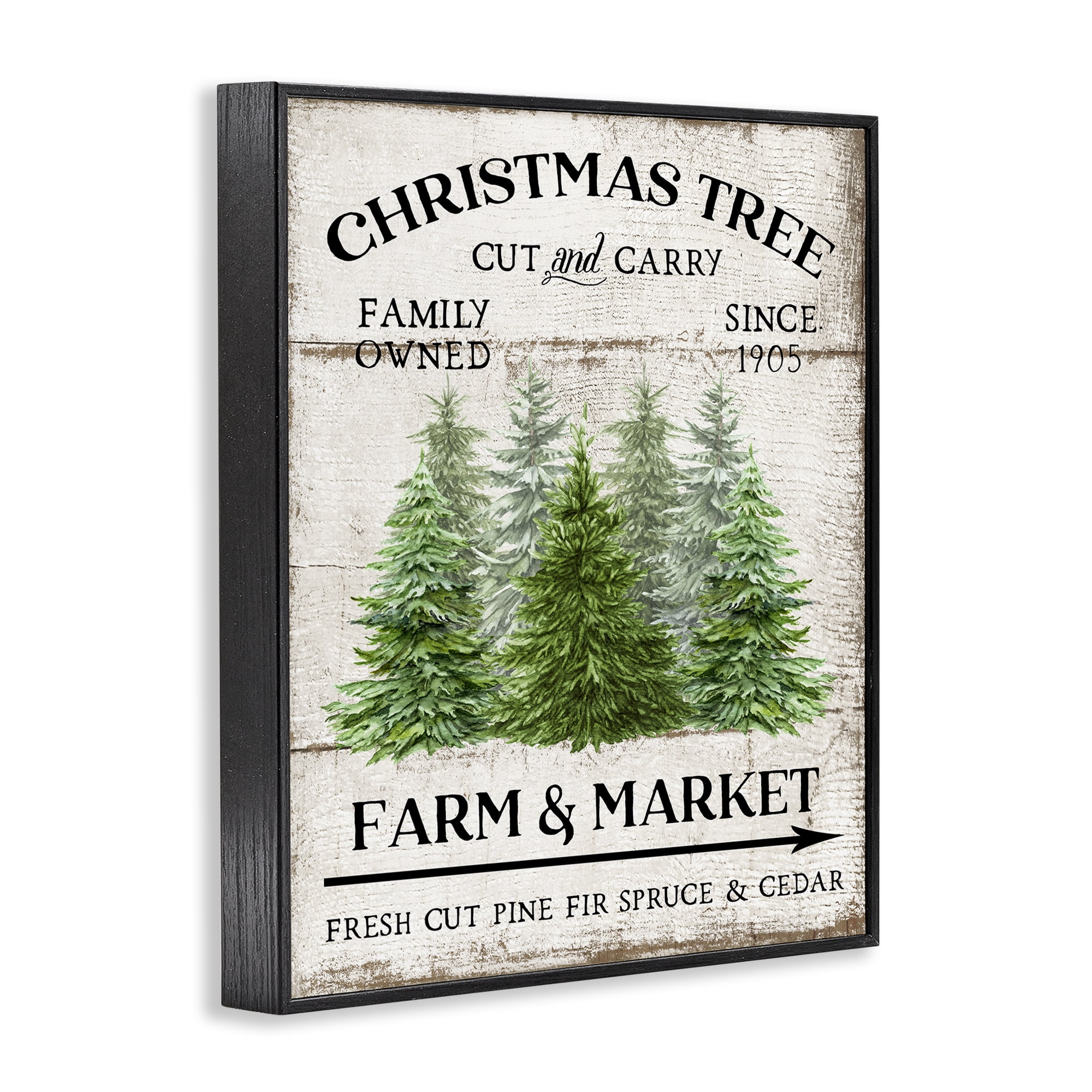 Stupell Industries Farm Market Christmas Trees Holiday Painting Black Framed Art Prints Wall Art, 16 x 20