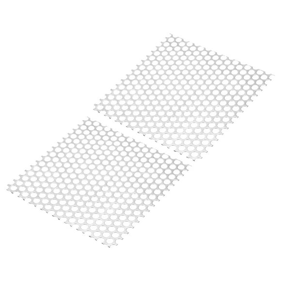 Unique Bargains 7.9' L x 7.9' W Perforated Metal Sheets, 2pcs 18Ga 0.39'Hole 304 Stainless Steel
