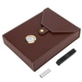 thumbnail image 1 of Mini humidor portátil de cuero para puros, caja de madera de cedro, contenedor para guardar cigarrillos (marrón), 1 of 14