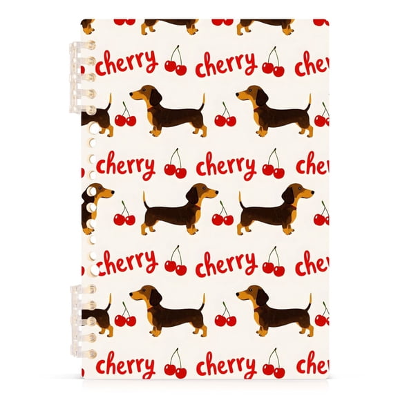 Dachshund and Cherry Notebooks 1-subject Journal 60 Sheets A5 College Ruled Paper Detachable Ring 8.3"x5.7"