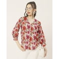 thumbnail image 2 of Moomaya Chic Printed V Neck Cotton Shirt - 3/4 Sleeves Regular Fit Casual Top, 2 of 9