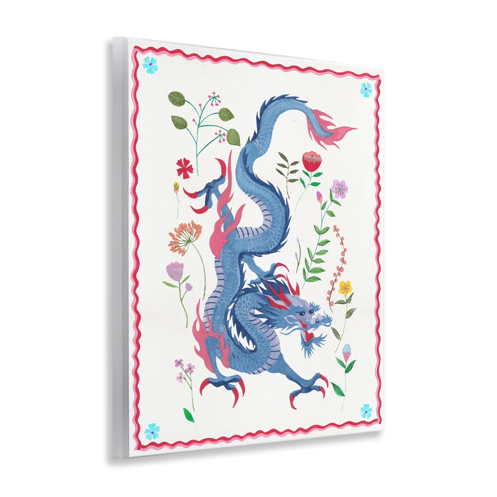 Stupell Industries Cultural Dragon & Plants Fantasy & Sci-Fi Painting Unframed Art Print Wall Art, 11 x 14