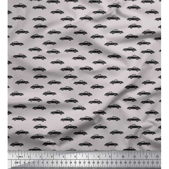 Soimoi Rayon Crepe Fabric Car Transport Print Fabric by The Yard 46 Inch Wide