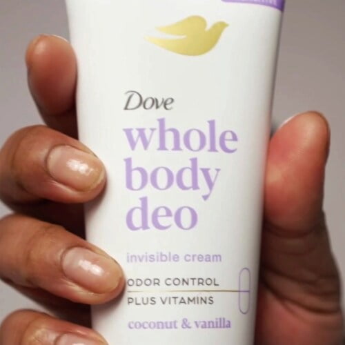 Dove Whole Body Invisible Cream Deodorant Coconut & Vanilla, Aluminum Free, 72h Odor Control 2.5 oz - Pack of 2