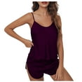 thumbnail image 1 of Fankiway Vêtements d'Intérieur Décontractés pour Femmes Sans Manches à Col Rond Hauts Shorts Couleur Pyjamas de Nuit Ensembles Vêtements d'Entraînement pour Femmes Ensembles de Vêtements pour Femmes, 1 of 5