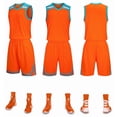 thumbnail image 3 of Conjunto de uniforme de baloncesto, camiseta estampada para hombres y mujeres, uniforme de equipo de competición deportiva de entrenamiento para niños, camiseta de estudiante universitario al, 3 of 5