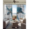thumbnail image 6 of Sea Turtle Blue Blackout Curtains for Bedroom Living Room Darkening Curtains 54 Inch Long Coastal Ocean Seaweed Wooden Grain Short Curtain for Small Window Treatment Grommet Drapes 52"x54"x2, 6 of 9