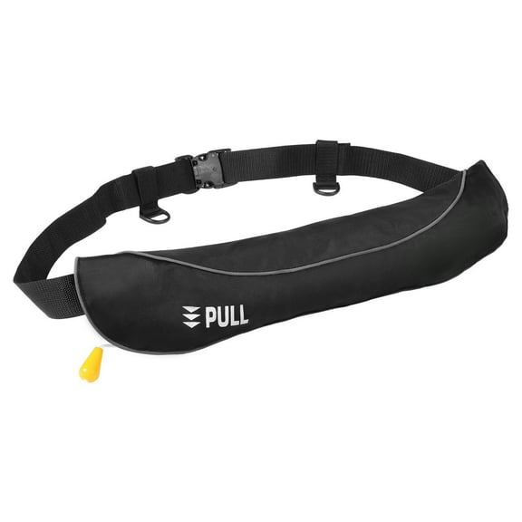 Manual Inflatable Belt Pack PFD for Adults - Black Life Jacket with CO2 Inflation (Cylinder Not Included), Lightweight & Compact for Boating, Kayaking & Water Sports - USCG Approved