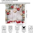 thumbnail image 2 of Retro Classic Christmas Ball Curtains, Rustic Winter Snowy Pine Branch Xmas Golden Red Decor Window Treatments, Thermal Insulation Blackout Rod Pocket for Living Room Bedroom Kitchen 84x84in, 2 of 8