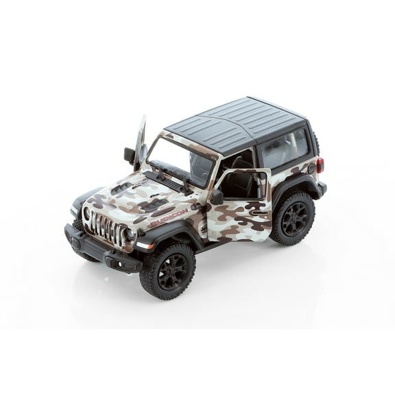 2018 Jeep Wrangler Rubicon Camo Hardtop, Brown - Kinsmart 5420DB - 1/34 Scale Diecast Model Car
