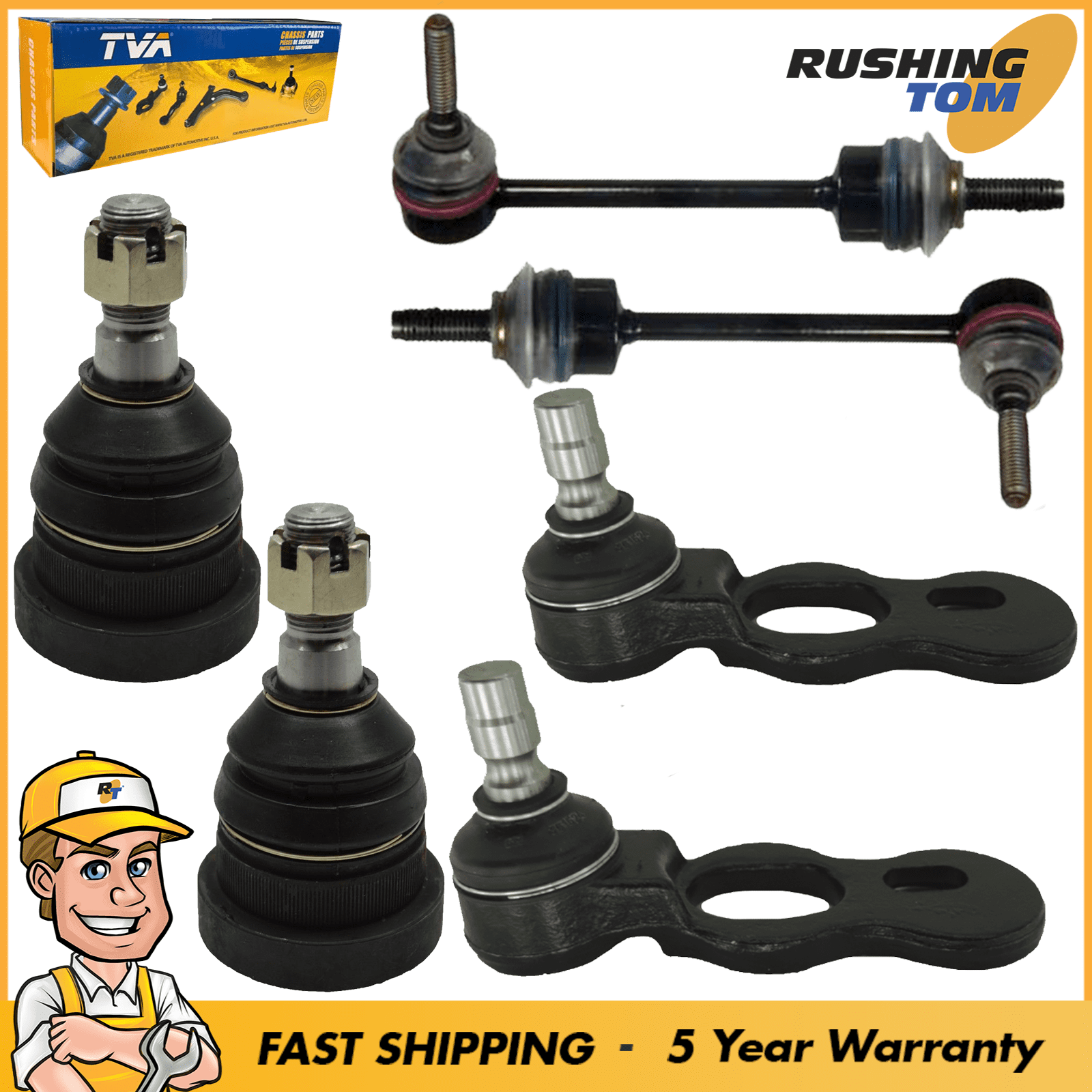 Front (2) Upper Ball Joints (2) Sway Bar Links And (2) Lower Ball