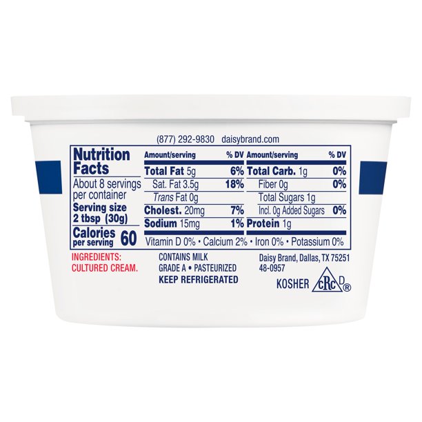Daisy Sour Cream Nutritional Information Home Alqu