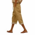 thumbnail image 2 of VV AVEORS Bermuda Shorts For Women High Waisted Drawstring Linen Shorts With Pockets 2026 Summer Casual Beach Long Shorts Khaki L, 2 of 5