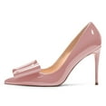thumbnail image 2 of YDN Women Elegant Pointed Closed Toe Large Bowknot Pumps Stiletto High Heel Slip On Dressy Sandal Bridal Wedding Party Shoes Size 7.5 Pink, 2 of 5