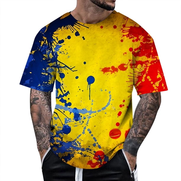 Playeras De Compresión Para Hombre, Camiseta De Manga Corta Con Cuello Redondo Y Estampado Floral De Moda De Verano Para Hombre