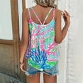 thumbnail image 5 of Off the Shoulder Tops for Women GaThRRgYP Women's Sleeveless Floral Top,2025 Women's Spring and Summer New Tank Eyelet Embroidery Neck Print Casual Fashion Top Blue L, 5 of 7