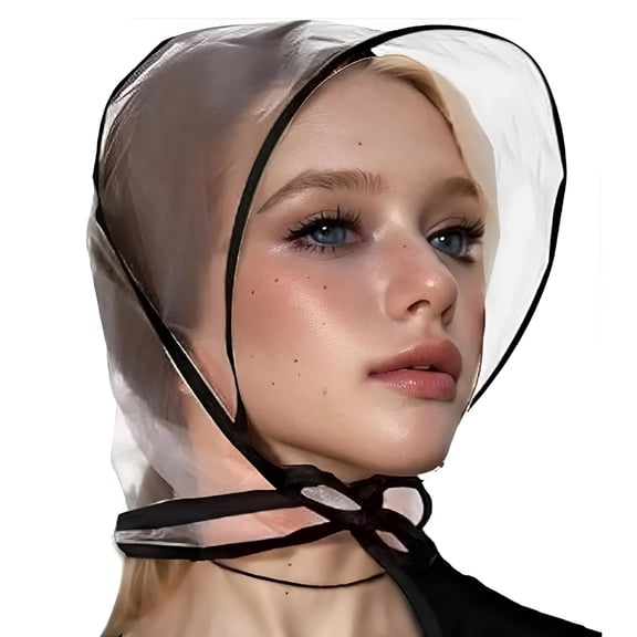 GJX 2 Pcs Women's Rain Bonnet with Visor Clear Waterproof Rain Bonnet Plastic Rain Hat for Women (Extra Thick)