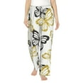 thumbnail image 2 of Lsque Golden Glitter Butterflies Print Women's Pajama Pants, Lounge Pant - Comfortable Home Wear,Elastic Waistband, Stylish Design-X-Large, 2 of 9