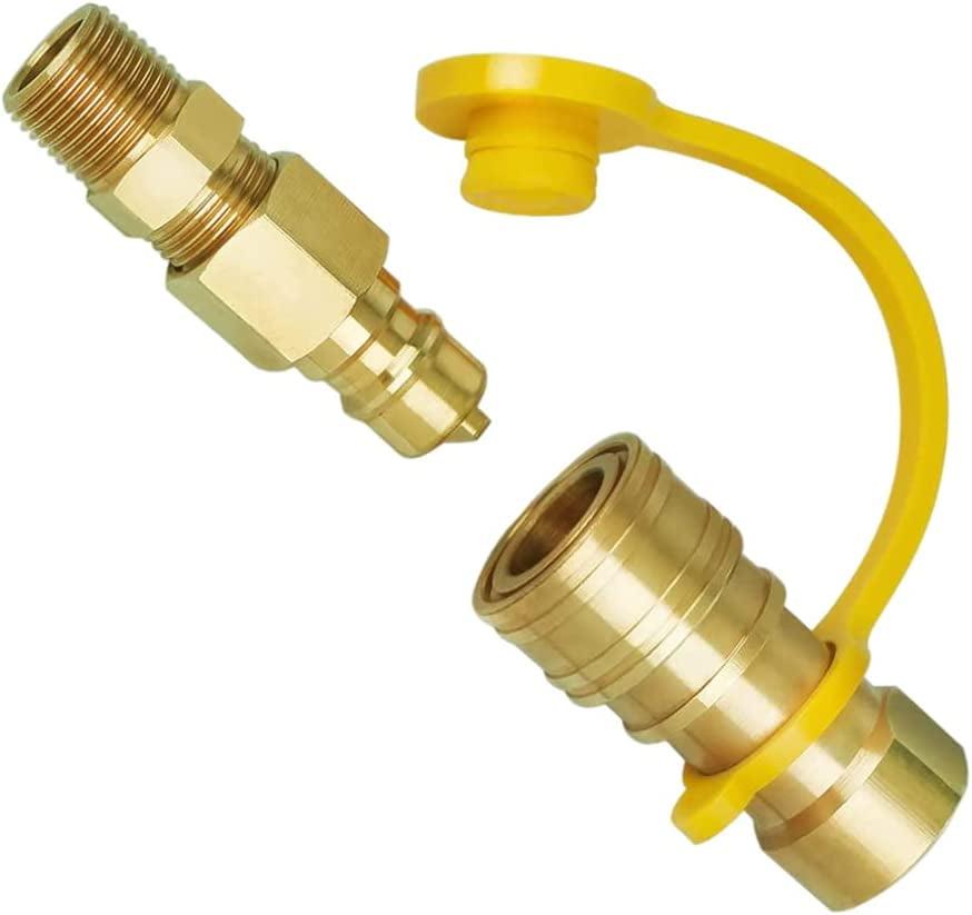 Propane Quick Connect Fittings Brass 3/8 Inch Natural Propane Gas Grill Hose Plug Set Barbecue